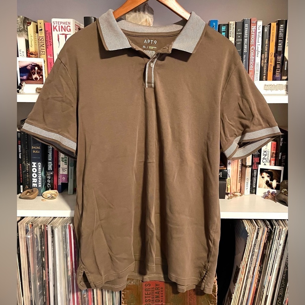 Apt. 9 Premier Flex Taupe Brown Polo Shirt Men’s XL Collared T-Shirt Neutral EUC